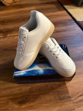 Kids White Sneakers with Gum Sole - Classic Casual Style